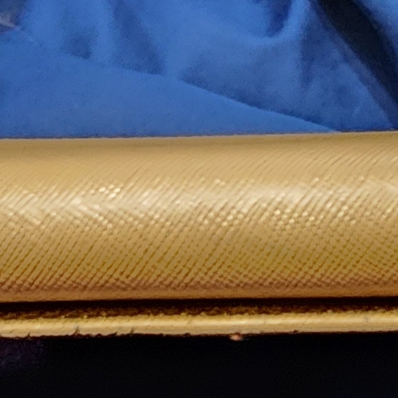 Prada Saffiano double snap metallic gold EUC wallet with Chain and chain insert - Picture 7 of 8